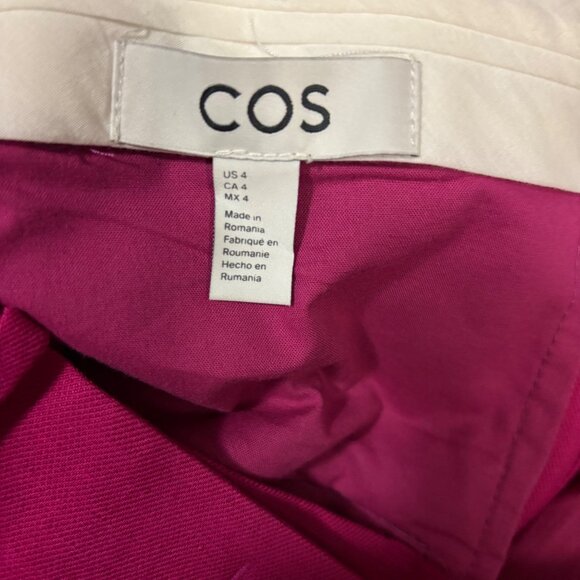 COS Womens Fuchsia Wide-Leg Pleated Linen-Blend Trousers Size 4 - Picture 7 of 10